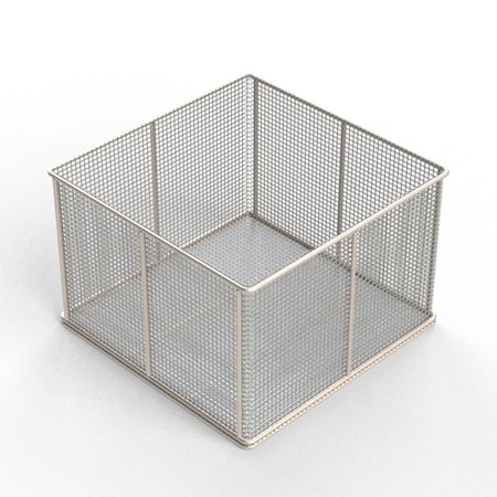 Anysizebasket Rectangular Wire Mesh Basket: 18Lx18Wx12H, 304 SS, 5/16 Rod Frame, No Handles, Mesh: 2 x .063 TMT-180180120-N02S